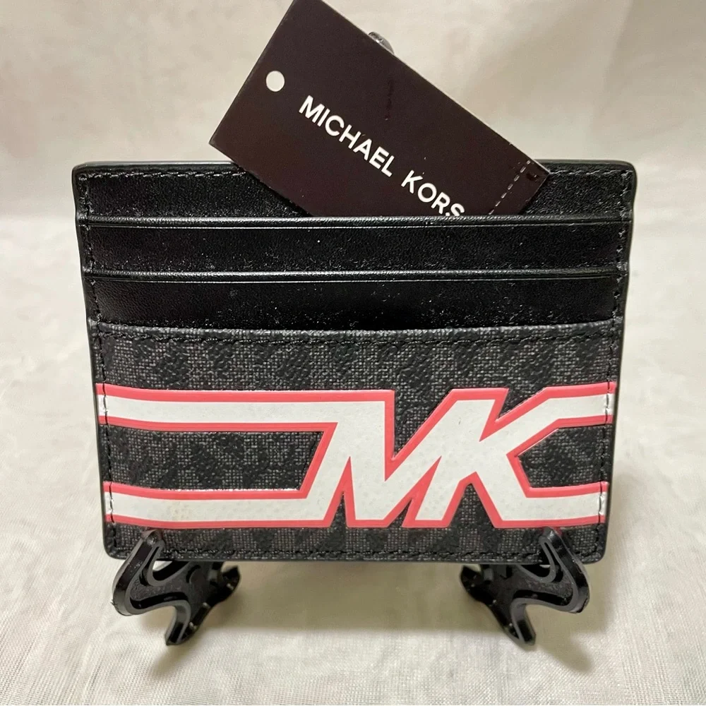 Michael Kors Black and Pink Logo Card Holder